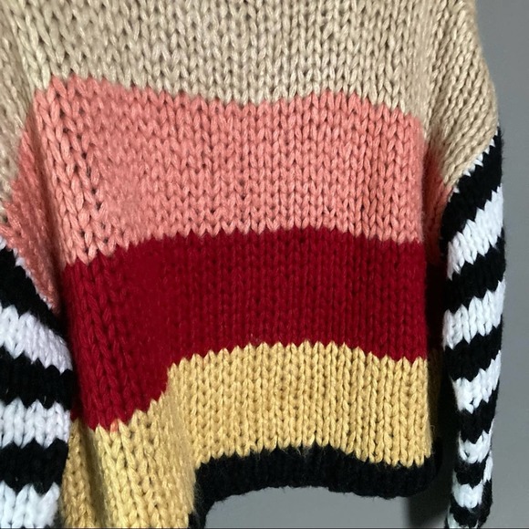 Blank NYC sweater mixed messages boatneck stripe colorblock knitted small - Picture 5 of 8